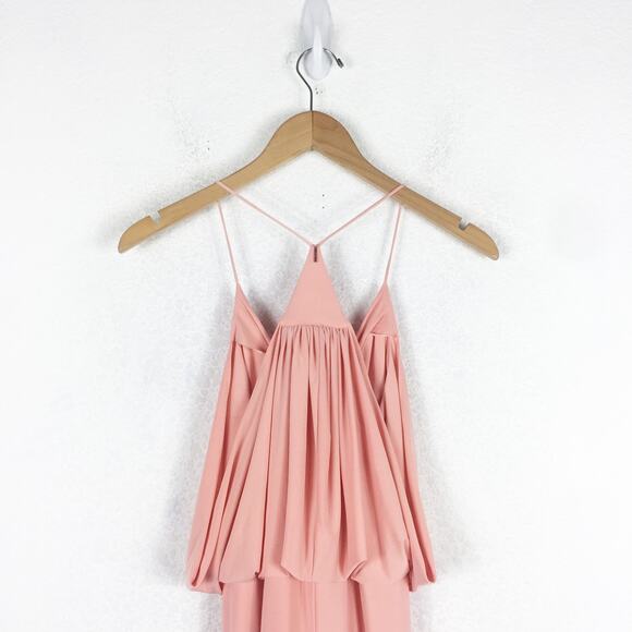 MISA Los Angeles Domino Draped Mini Dress Medium Coral Pink Jersey Cocktail - Picture 12 of 15